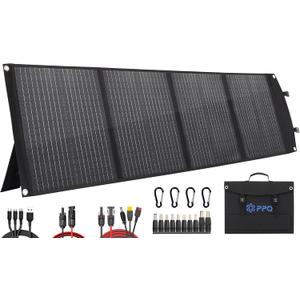PPQ 100W Portable Solar Panel Kit 18V/6A,9lb Foldable Briefcase Solar Charger w/ 24% Efficiency, 3 Cables & 16 Outputs for All Camping Power Station, RV Battery, Phones, IP67 Waterproof