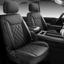 Custom Napa Leather Seat Covers for Chevy Silverado & GMC Sierra Crew Cab, 46-Split Flat Rear Bench Design, Compatible with 2019-2026 1500 and 2020-2026 2500HD 3500HD(Full Set, Black)