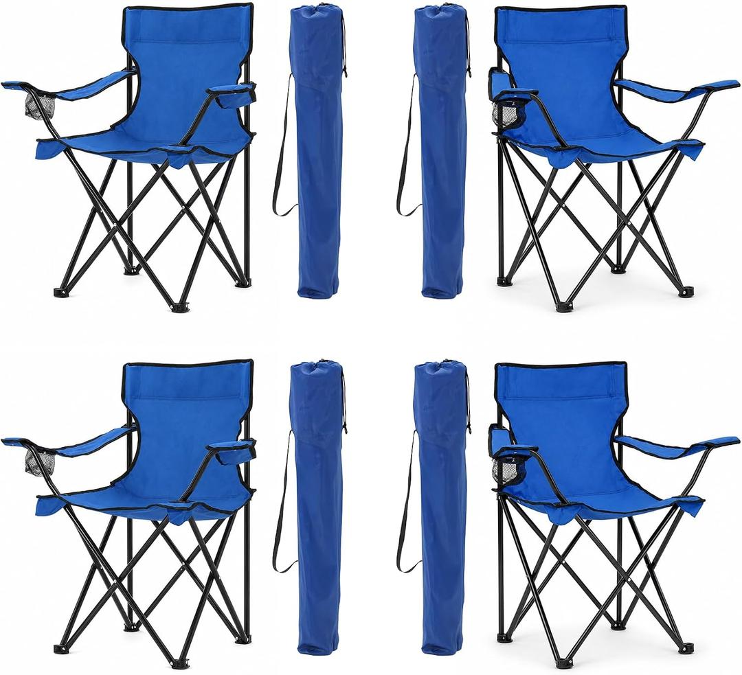 4-Pack Folding Camping Chairs, Portable for Beach & Lawn (Blue)