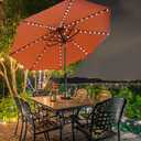 EliteShade USA 10-Year-Non-Fading 9ft Market Patio Umbrella, Commercial Grade Table Sun Umbrella with 80 Solar LED Lights, Crank Open, Windproof & UPF 50+ UV Protection for Garden, Deck, Pool, Backyard, Rust