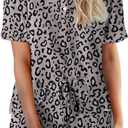 Ekouaer Tie Dye Pajamas Set Womens Loungewear Sleepwear 2 Piece PJ Sets (Medium, Gray Black Leopard)