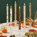 6 Pack Fall Flameless Taper Candles 10.6'' Plastic LED Candles 3D Wick Flickering Electric Tall Candlesticks Battery Operated for Thanksgiving Fall Autumn Home Party Decor