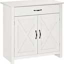 HOMCOM Farmhouse Sideboard Buffet Cabinet, Barn Door Coffee Bar Cabinet with Drawer and Adjustable Shelf, for Living Room, Entryway, White Wash