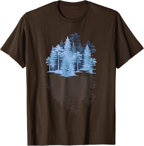 Nature Reflection Forest Trees Outdoor Wildlife T-Shirt M Brown