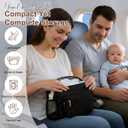 Rexmore Puffer Quilted Fanny Pack Diaper Bag for Mom - Womens Compact Crossbody Purse with Portable Changing Pad & Wipes Pouch, Travel & Quick Errand Baby Essentials Organizer(Black)