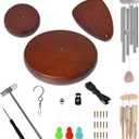 Wind Chime Replacement Parts, 28 PCS Windchime Repair Kit Including Round Top, Clapper, Wind Catcher, 19.6FT Nylon Cord, DIY Wind Chime Supplies (Dark Brown)