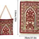 Anlising Muslim Prayer Mat with Elegant Design Bag, Portable Foldable Rug for Ramadan (Red)