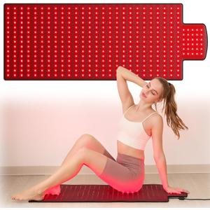 Extra Large Red Light Therapy Mat, High-Density LEDs Full Body Red Light Therapy, 660nm & 850nm Dual Wavelengths, Foldable Red Light Therapy Blanket with Timer, 40" x 16.5"