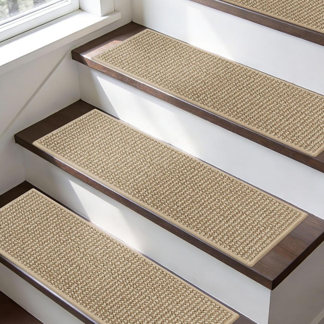 BEQHAUSE Stair Treads Non Slip for Wooden Steps 28x9in, 15pcs, Light Beige