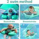 Mambobaby Float Add Tail No Flip Over Non-Inflatable Baby Swim Float Pearl Foam Solid Water Floats Smart Swim Trainer Infant Pool Float Swim Ring with Sun Canopy