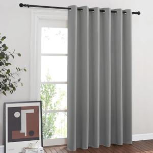 NICETOWN Extra Wide Sliding Door Curtains, Thermal Insulated Blackout Patio Curtain for Sliding Glass/French Door (Silver Grey, W80 x L84)