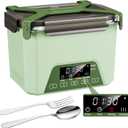 Cordless Electric Lunch Box, 1.2L Self Heating Lunch Box Battery Powered with Automatic Heating, BPA Free, Meal Prep Friendly (Green)