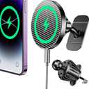 Coolpow for Magsafe Car Mount Charger100% Stable15W Magsafe Car Charger Magnetic Phone Holders for Your Car Accessories for Women Men car Phone Holder Wireless Car Charger for iPhone (Carbon Fiber)