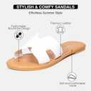 FITORY Women's Comfortable Dressy Leather Flat Sandals - Stylish & Beautiful Summer Slides Size 6