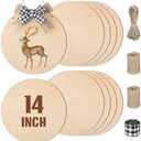 Suzile 10 Pcs 14 Inch Round Wood Circles for Crafts Unfinished Wooden Blank Signs Wood Circles for Craft Round Disc for DIY Christmas Home Decor Painting, 2mm Thick