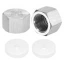 uxcell 2pcs Hex End Cap 304 Stainless Steel Nut with Washer, PT 3/8" Female Thread Pipe Fitting, Gas Line Water Line Stop Valve Cap Tubing Ends for Plumbing Fittings, Silver Tone