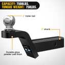 Nilight Fusion Trailer Hitch Mount w/Welded 2 Inch Trailer Ball & Hitch Pin, Fits 2 Inch Receiver, 7500 lbs 2" Rise