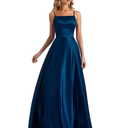 Long Satin Spaghetti Strap Prom Dress M