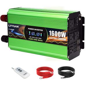 5000W Pure Sine Wave Power Inverters, LVYUAN 10000W Peak Power 12V DC to AC 120V Power Converter for RV, Truck, Outdoor, Remote Control Quadruple AC Outlets and USB Ports Inverter with LCD Display