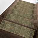 Non Slip Stair Treads for Wooden Steps 15PCS - 8"x30" Indoor Safety Carpet, Edging Mats with TPE Adhesive Backing, Pet and Elderly Friendly Stair Rugs (Olive/Brown)