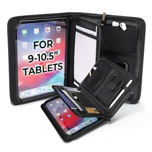 BizMate PRO Zippered Portfolio Organizer with 9-10.5" Conference Folder/Padfolio Tablet Holder, A5 Notebook | Multiple Pockets, Leather Finish, Eco-Mailer