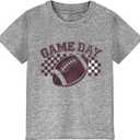 Game Day Shirt Football Shirt Classic Crewneck Cotton Tee for Ages 2-7 Years (3-4T, Gray Rugby)