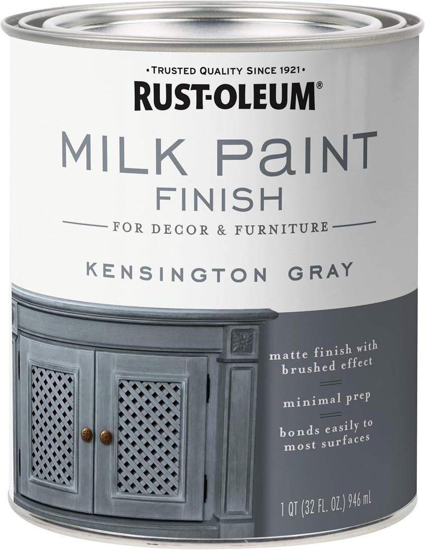 Rust-Oleum 331053 Milk Paint Finish, Quart, Kensington Gray , 32 Fl Oz (Pack of 1)