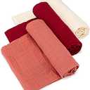 Parker Baby Co. Muslin Swaddle Blankets - Pack of 3 of 100% Cotton for Baby Girls - Rose Set
