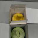 Glass Seasoning Jars (2pcs) with Retractable Spoon and Lid for Spice, Sugar, Salt & Pepper, Kitchen Counter Food Storage, Condiment Pots 9.3oz/275 ml (Yellow and Green)