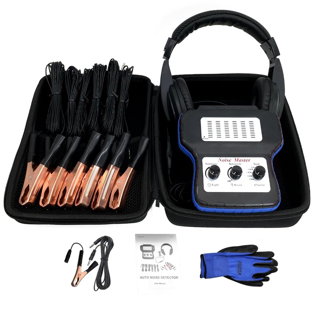 Chassis Ears Automotive Engine Noise Finder, 6 Channel Car Sound Detector Tester Tool Set, Electronic Stethoscope Diagnostic Kit with Headphones