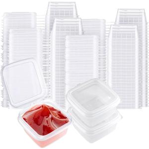 Square-shaped Disposable Sauce Cup Set - All-in-One Design with 4 Size Options, Convenient for Carrying and Use (4 oz.)