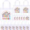 15 Pcs Social Worker Month Appreciation Gifts Bags Bulk Social Worker Must Have Small Non Woven Thank You Bags with Handles for Women Bsw Msw Dsw Lcsw Volunteer Office Employee Coworker Team