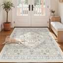 zesthome 3x5 Rug Ultra Soft Washable Rug, Non Slip Area Rug Indoor Entrance, Stain Resistant Rugs for Living Room Bedroom, Vintage Home Decor Area Rugs (Beige,3'x5')