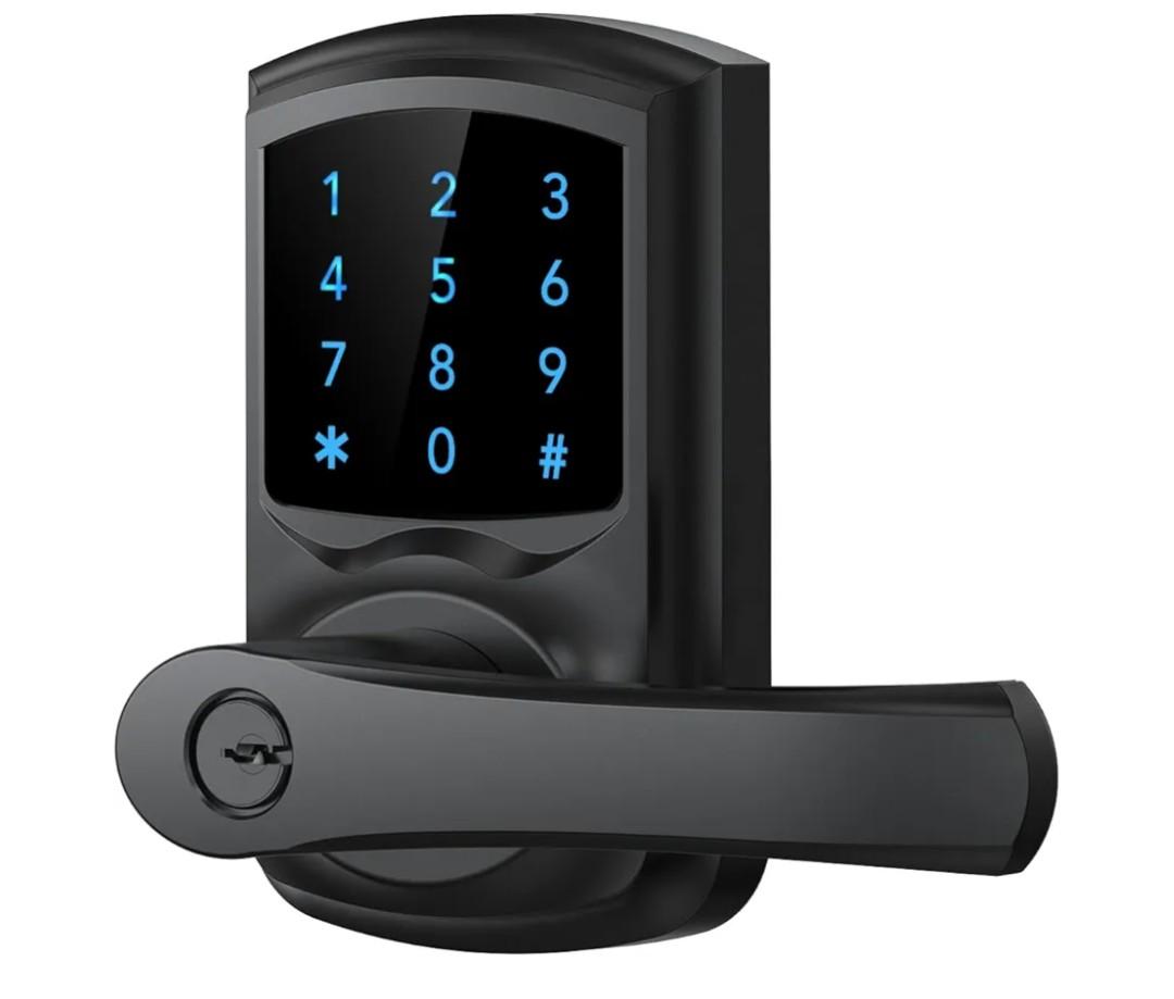 HIDALIFE Keyless Entry Door Lock with Keypad and Handle for Front Doors, Touchscreen Electronic Door Lock, Anti-peep Password, Auto-Locking, Matte Black