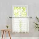 YJ YANJUN Lace Kitchen Curtains 24 inch Length Sets Vintage Sheer Rv Curtains for Camper Windows Cream Kitchen Window Curtains Over Sink Bistro Crtains for Narrow Windows 2 Panels 26" x 24" Ivory