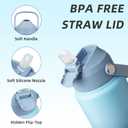 BJPKPK Water Bottle with Straw Lid, 24oz Vacuum Insulated Water Bottles, Metal Stainless Steel Thermo for Sports, Travel, BPA Free Leak Proof Thermo, Cups, Flasks, Tumblers,Sky