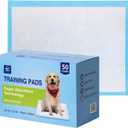 Basics Heavy Duty Dog and Puppy Pee Pads, LeakProof 5Layer Super Absorbent, QuickDry Surface for Potty Training, Regular Size, 24x23", Blue & White, 50 Count