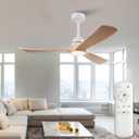 52 Inch Ceiling Fans with Lights and Remote,Memory Function,6-speed Reversible DC Motor,3 ABS Blades,Modern Indoor Outdoor Ceiling Fan with Light for Bedroom Patios Living Room Dinning Room (Natural Wood Grain)