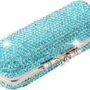 AsAlways Shiny Rhinestone Crystal Portable Lipstick Case with Mirror Portable Bling Diamonds Makeup Cosmetic Storage Holder for Travel Ladies Fashion (Blue)