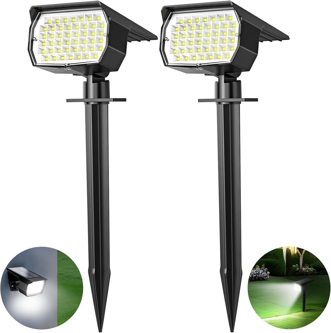 Tadyreal Solar Spot Lights Outdoor 2 Pack, [46 LED/3 Modes] Solar Landscape Spotlights Waterproof, 2-in-1 Auto On/Off Solar Powered Lights for Outside Yard Garden Wall Pathway(Cool White)