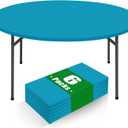 Moosfor Round Spandex Tablecloth 6 Pack, Elastic Fitted Waterproof Tablecloths for 36"-44" Tables, Stretch Washable Picnic Table Cover for Camping, Dining, Indoor and Outdoor, Turquoise