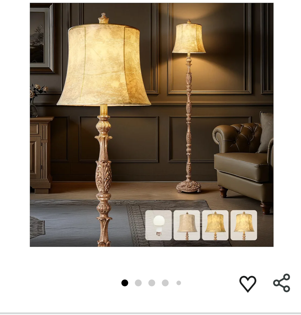 Scenekoy Vintage 66” Tall Floor Lamp for Living Room Bedroom, Resin Carved Standing Lamp with Faux Leather Shade, Adjustable Bulb, Rotary Switch Rustic Lamp for Home Decor (Light Brown)