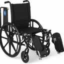 Medline Premium UltraLightweight Wheelchair with Full Length Flip Back Arms and Elevating Leg Rests for Eldery and Disabled, 18" Seat