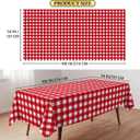 10 Pack Red and White Checkered Tablecloths, 54×108 Inches Rectangle Plastic Gingham Table Covers, Waterproof Disposable Table Cloths for Birthday, Picnic, Holiday Party Decoration, 54"x108" - 10 Packs