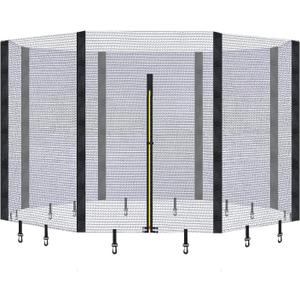 Biggun Trampoline Net - Replacement Enclosure Safety Net for Straight Poles Round Frames Trampoline, Nylon Barrier Net Parts with Double Zipper and Protection Buckles