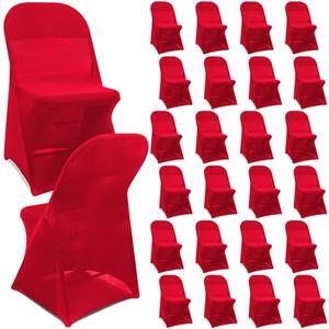 Newwiee 25 Pcs Spandex Chair Covers Bulk - Stretch Folding Flat Front Fitted Universal Chair Protector Pack Removable Washable for Wedding Party Dining Banquet Event (Red)