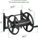 Garden Hose Reel Wall Mounted, Heavy-Duty Water Hose Holder Winder with 3.9 ft Leader Hose & Brass Fitting, Hose Hanger Storage Rack Holds 125-Feet of, 5/8-Inch, for Yard Lawn Farm, Black