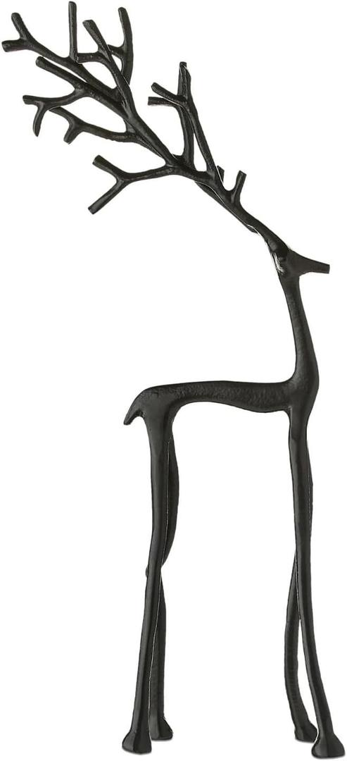 2025 Christmas Decorations - Set of 2 Black Reindeer Statues - Modern Xmas Figurines - Elegant Indoor Holiday Decor - Table Centerpieces - Ideas for Mantel Living Room Bedroom Office (Style A)