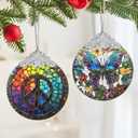 Christmas Decorations Ornaments, Stained Glass Ornament, Christmas Tree Ornaments, 2025 Gift Ornament, Xmas Gift for Friend Family Coworker - Peace Sign