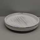 14Inch Rustic Round Wood Lazy Susan Distressed Tray-Distressed Farmhouse Turntable Tray, Cabinet Organizer, and Dining Table (White)